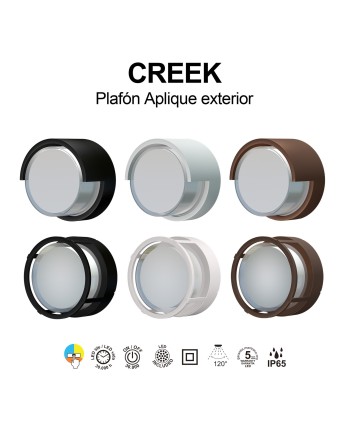 CREEK * PLAFÓN/APLIQUE EXTERIOR NEGRO LED IP65 - 15W - CCT